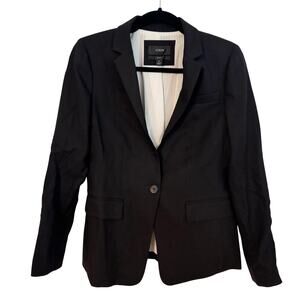 J.Crew Womens Black Wool Regent Blazer Jacket Size 0 One Button Preppy Work